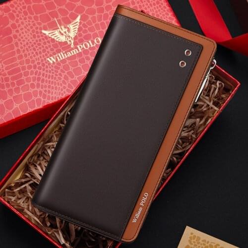 Fashion leather wallet mens long style pickup BAG WALLET business handbag