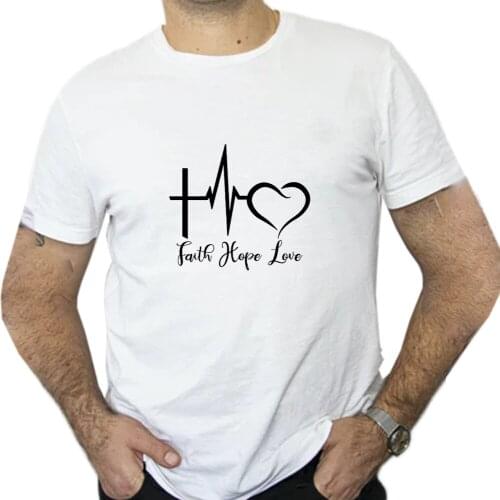Faith Hope Love - Christian Men T Shirt Jesus Christ Religious Bible Verse Letter Cross Printing Sweatshirt Short Sleeve tshirt
