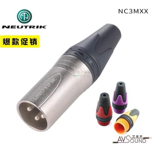 NEUTRIK three core XLR balance cannon male plug NC3MXX Silver-plated with color tail sleeve