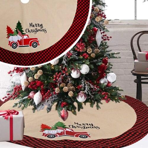 New Year Decorations 2021 Christmas Tree Skirts Floor Mat Red Plaid Skirt Round Carpet Xmas Navidad Decoration New Years Goods