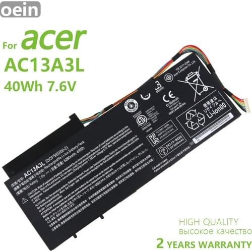 Oein Genuine AC13A3L New High Quality Laptop Battery For Acer Aspire P3-131 P3-171 X313 X313-E X313-M P3-171 7.6V 40wh