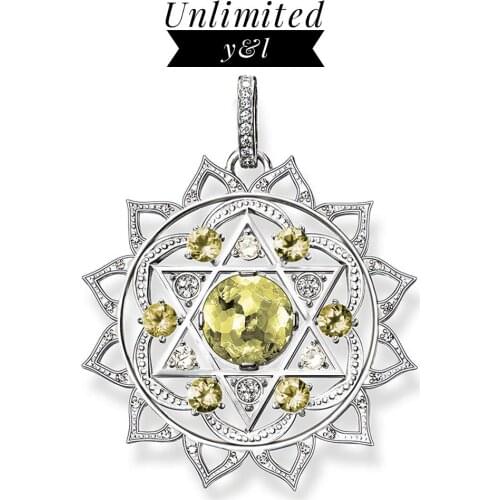 HEART CHAKRA Round Disc Pendants for Necklace Women Thomas Style Green CZ 925 Sterling Silver Fashion DIY Jewelry 2019 New