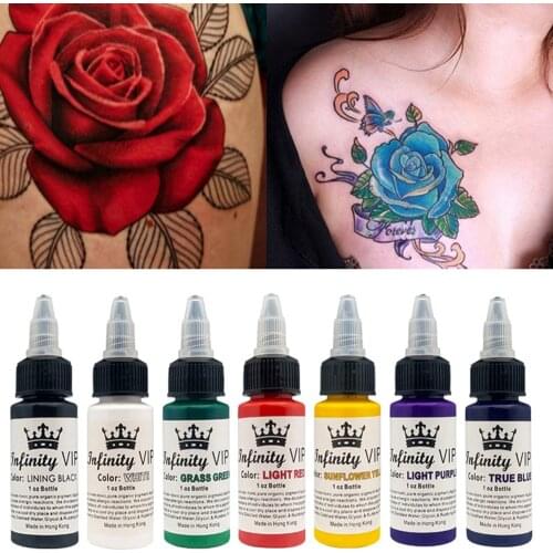 30ml 7 Colors Semi-permanent Nature Plant Tattoo Pigment Professional Tattoo Potion Environmental Friendly Tattoo Ink TSLM2