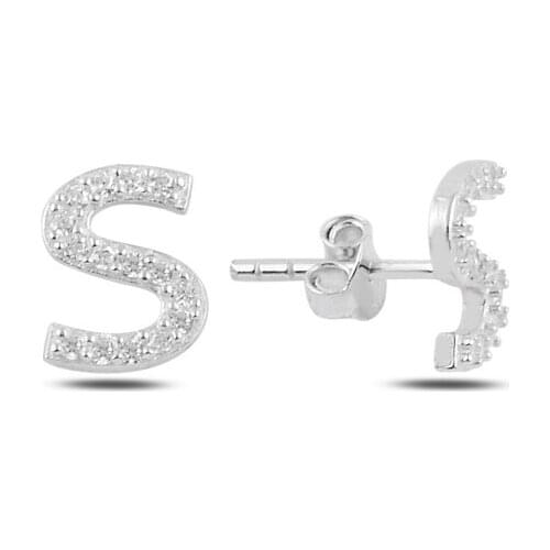 Silver 925 Set-S-Letter Earrings