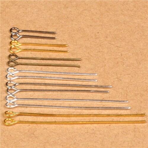 200pcs Gold Silver Rhodium Color Eye Head Pins 16/20/24/30/40 mm Eye Pins Findings for DIY Jewelry Making Jewelry Accessories