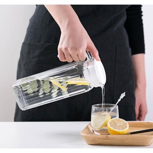 1100ML Glass Water Bottle Jar Kettle Transparent Large Capacity Heat Resistant Water Pot with Handle Water Pitcher