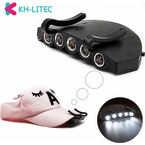 Super Bright 5LED Cap Light Headlight HeadLamp Head Flashlight Head Cap Hat Light Clip On Night Fishing Lights