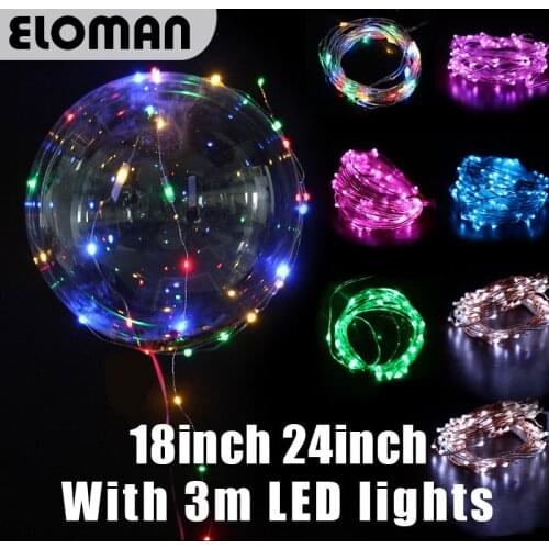 HOT Party LED balloons wedding event home party decorations 3m Led linghts super clear led Bobo bubble balloons 18inch 24inch