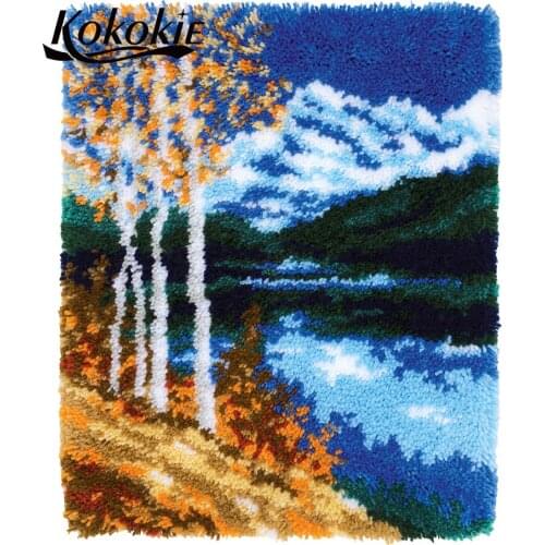 Diy latch hook kits Landscape rug tapestry kits carpet embroidery print canvas home decor needle for carpet Foamiran for crafts