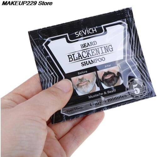 1 Bag Black 15ml 5Mins Blackening Beard Shampoo Dye Beard Into Black Coloring Grey Removal