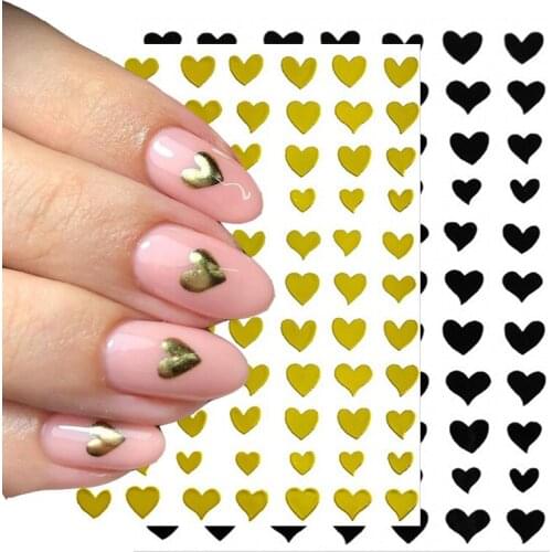 3D Nail Art Sticker White Black Heart Pattern Self-Adhesive DIY French Style Nail Art Decals Fashion Manicure Accessories 1PC