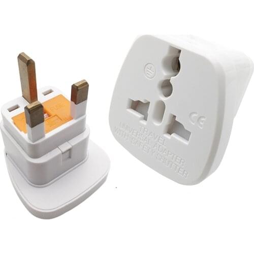 10pcs/Lot UK Pakistan Malaysia Indonesia Maldives Qatar Travel Adapter Plug Fuse Safety Shutter Universal Socket Adaptor Type