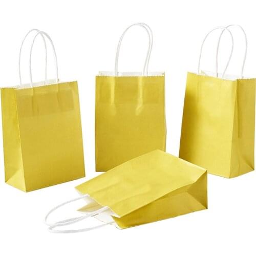 Pandahall 10 pcs Rectangle Kraft Paper Pouches Gift Shopping Bags with Nylon Thread handle, 22.5 cm long F80
