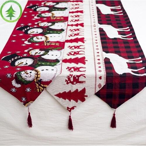180*35cm Christmas Decoration Santa Claus Table Snowman Place mat Tablecloth Wedding Decoration Xmas Party Banquet Home Decor