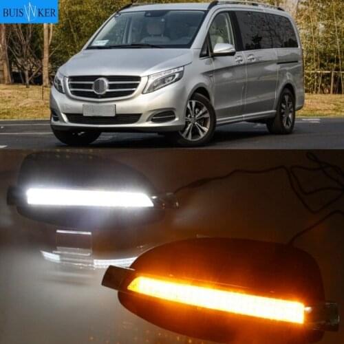 2PCS For Mercedes Benz V-Class Vito V250 V260 2016 - 2018 Dynamic Yellow Turn Signal 12V Car DRL Lamp LED Daytime Running Light