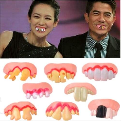 200Pcs/Lot Halloween Dentures Party Cosplay Funny Fake Teeth Buckteeth Soft Rubber Braces Rabbit Teeth Care Oral Cleaning HA2084