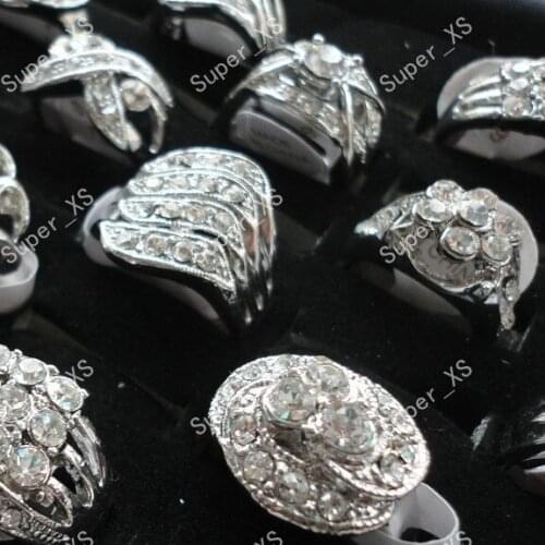 80pcs wholesale jewelry ring lots top multi-Rhinestone silver Plated Rings free shipping BL156