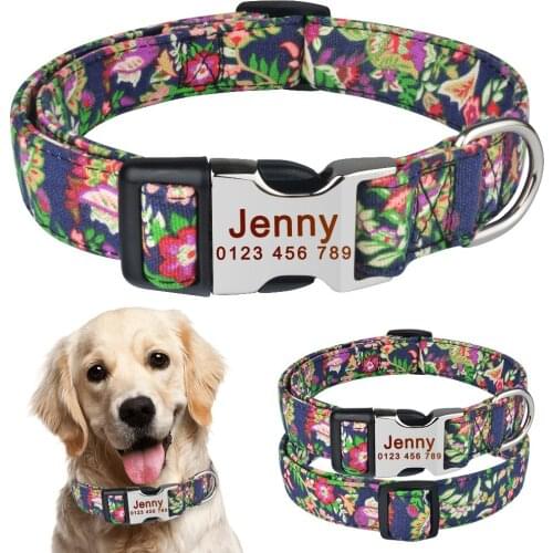 AiruiDog Small Large Personalised Dog Collar Male Female Pet Custom Engraved Name ID Tag