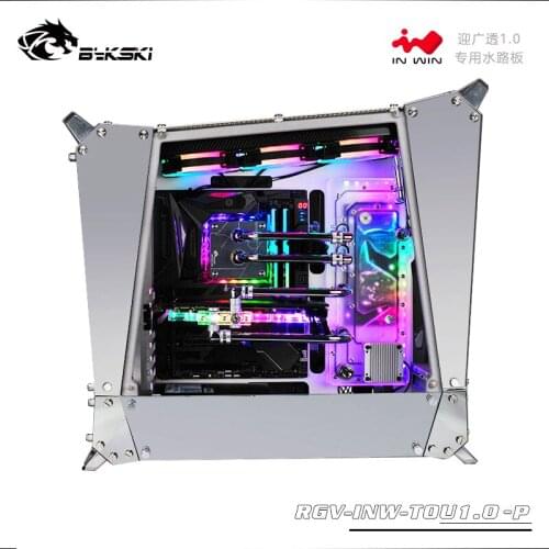 BYKSKI Acrylic Board Water Channel Solution use for IN WIN TOU1.0 Case for CPU and GPU Block / 3PIN RGB Light / Intead Reservoir