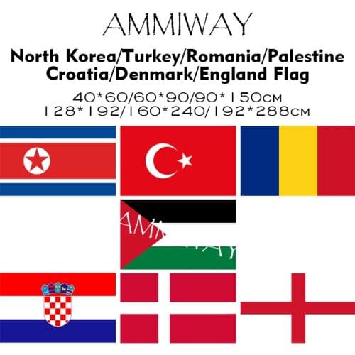 AMMIWAY Any Size North Korea Turkey Romania Palestine Croatia Denmark England Single Double National Country Flags and Banners