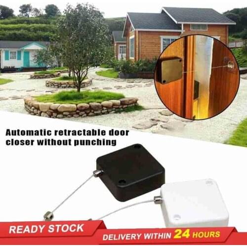 Punch-free automatic door closers square anti-theft cable box, automatic retractable anti-theft wire rope take-up box
