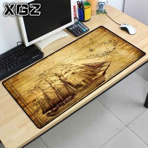 XGZ Pirate Ship Large Gaming Mouse Pad Lock Edge Mouse Mat for Laptop Computer Keyboard Pad Desk Pad for Dota 2 LOL Mousepad XXL