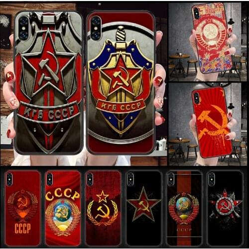 Soviet Union USSR Flag Phone Case For iphone 5 5S SE 2 6 6S 7 8 11 12 Mini Plus X XS XR Pro Max black 3D hoesjes art cover