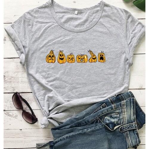 Colored six Halloween Pumpkin T-shirt women 100% Cotton funny street style tumblr casual graphic Fashion unisex tee top tshirt
