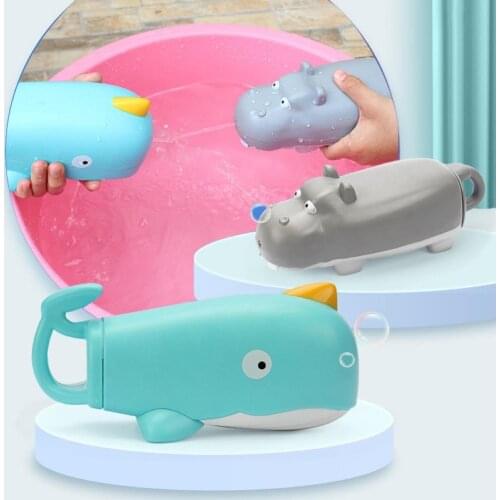Kids Cute Whale Hippo Pull Out Water Shooters Summer Outdoor Pool Beach Play Toy Parent-child Outdoor Interactive Games Toy Gift