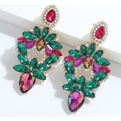 Dvacaman New Style Long Metal Colorful Crystal Drop Earrings High Quality Fashion Rhinestone Wedding Jewelry for Women Wholesale
