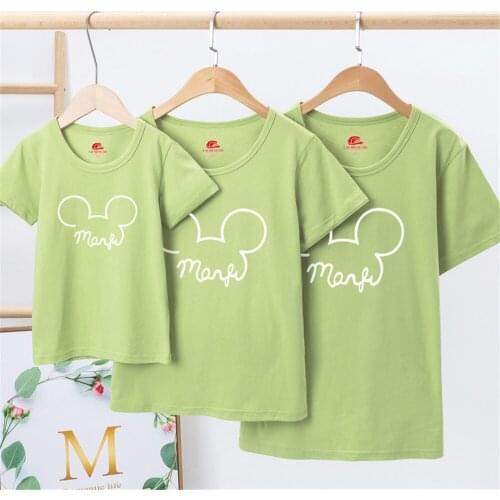 Disney Women Tshirt Mickey Print Men Family Tshirt Cotton Cartoon Kids T-shirt Kawaii Anime Famliy Look Top Dropship Tee
