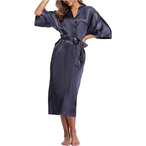 Sexy Women Long Robe With Pocket Wedding Bride Bridesmaid Dressing Gown Rayon Kimono Bathrobe Large Size S-XXXL Night Dress
