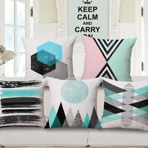 Cotton Linen home decorative throw pillow case decorate sofa cushion cover Square 45x45cm Casual Brief Geometric Style Lines