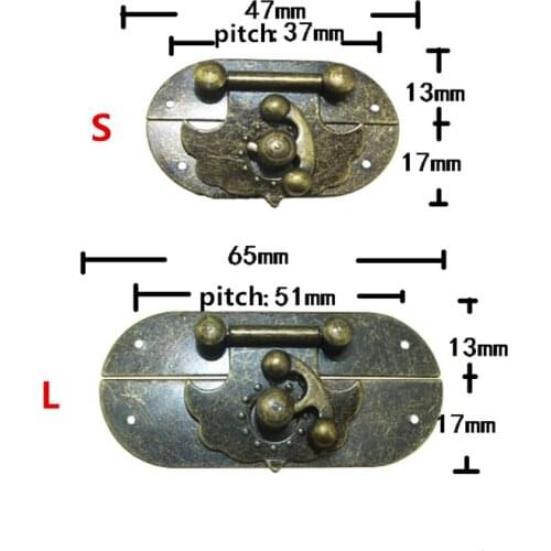 Chinese Antique Box Latches Decorative Drawer Hasp Jewelry Wooden Box Suitcase Hasp Lock Latch Vintage Clasp Locks,10Sets