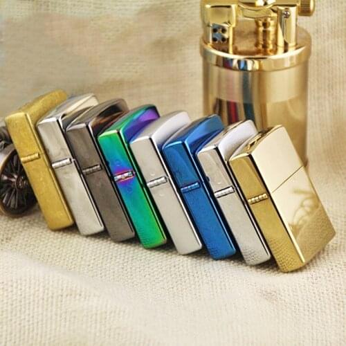 Chief 805 Brass Shell Stainless Steel Liner DIY Classic Kerosene Lighter Retro Vintage Windproof Grinding Wheel Lighters