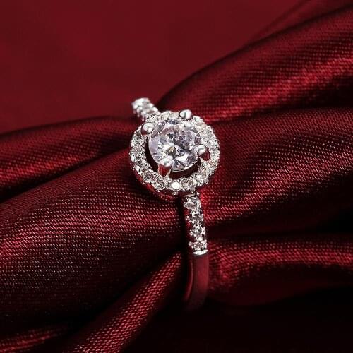 925 Silver Ring Inlaid With Zircon Crystal Ring For Woman Charm Jewelry Engagement Gift