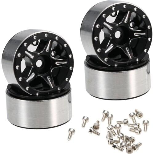 4PCS Aluminum Alloy Beadlock Wheel Rims for 1/24 Axial SCX24 90081 AXI00001 AXI00002 RC Car Accessories