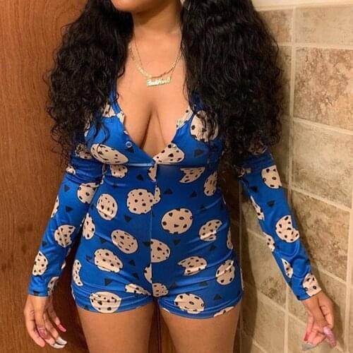 2021 Leopard Print Fashion Long Sleeve Playsuit Sexy V Neck Shorts Romper Casual Jumpsuit Women Sleepwear Bodysuits