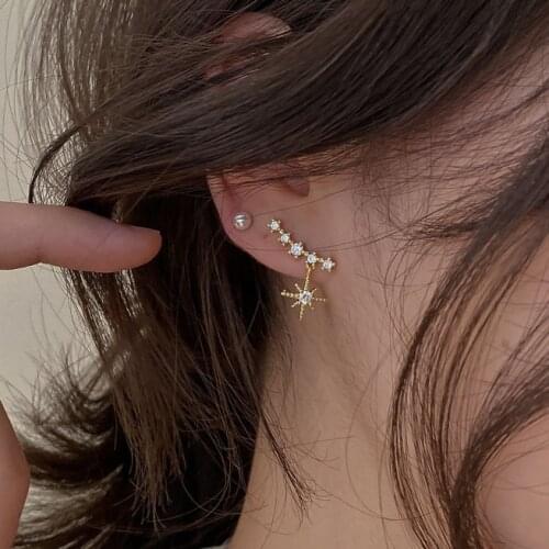 Korean Jewelry Earrings Women Fashion Elegant Small Piercing Stud Earring Gold Earings Inlaid
