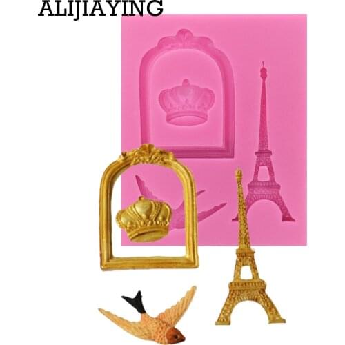 M0669 Crown Tower bird Frame Silicone Mold Fondant Cake Decorating Tools Chocolate Mold, Sugarcraft ,Kitchen Accessories