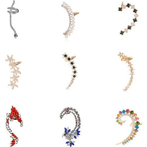 Fashion Hippocampus Ear Clip Earrings Exaggerated Personality Earrings High-end Diamond Retro Earrings Earrings Female Jewelry