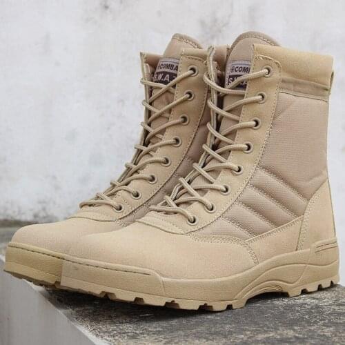 Men Desert Tactical Military Boots Mens Work Safty Shoes Zapatos De Mujer Army Boot Zapatos Ankle Lace-up Combat Boots Size 46