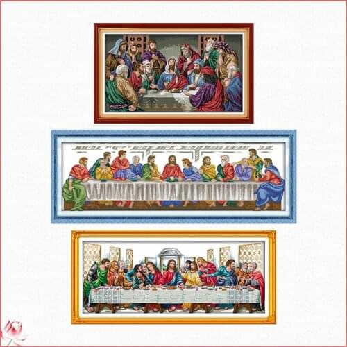 Joy Sunday The Last Supper Cross Stitch Kit 14ct 11ct Printed Fabric Embroidery Kit DIY Handmade Needlework Home Decoration Gift