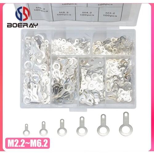 600Pcs M2.2 M2.7 M3.2 M4.2 M5.2 M6.2 Single Head Brass Soldering Terminal Circular Welding Washer Sheet Soldering Lug Kits