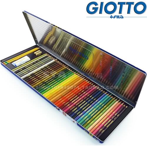 GIOTTO,HB Italy 46-color Iron Boxed Color Pencil 50 Pieces of High-end Gift Boxed Drawing Color Lead Drawing Pencil Set