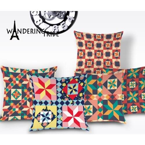 Retro Stripe Geometric Cushion Cover Morocco Colorful Pillowcase Flower Floral Plant Decorative Pillows Cushions Covers Kissen