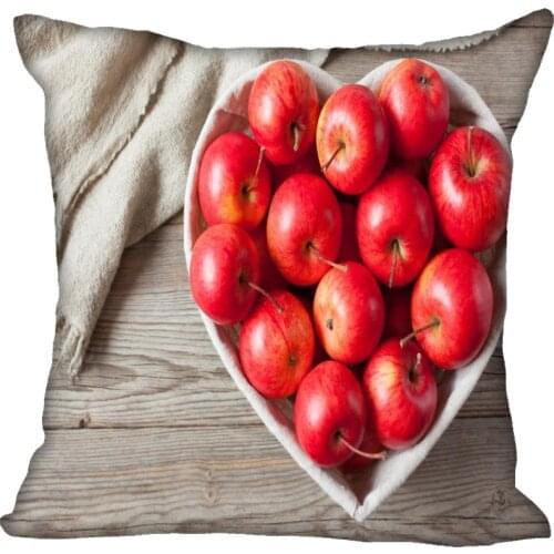 Custom Fruit Red Apple Pillowcase Satin Fabric Pillow Cover Square Zipper Pillow Cases Home Office Wedding Decorative40x40,45x45