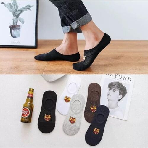 5 pairs / lot Spring and Summer Mens Invisible Boat Socks, Leisure Cotton Socks, Silicone Slip-proof and Air-permeable Socks