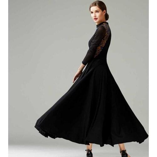 2021 Stand-up collar moden dance performance dress competition training dress black waltz training dress