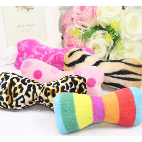 Plush Cute Dog Toys Squeaky Rainbow Bone 1pcs Puppy Chew Toy Interactive Cat Toy Pet Dogs Sound Toys for Small Large Dogs Pug